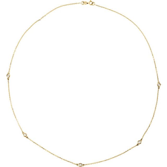 14K Yellow 3/4 CTW Natural Diamond 5-Station 18" Necklace