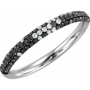 Black Rhodium-Plated 14K White 3/8 CTW Natural Black & White Diamond Micro Pavé Ring