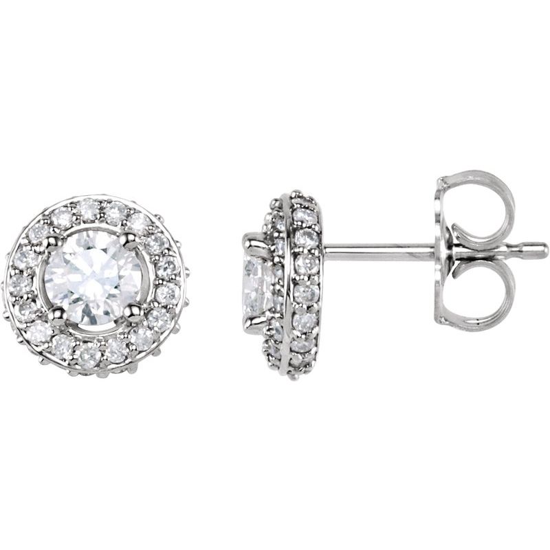 Round 4-Prong Halo-Style Earrings