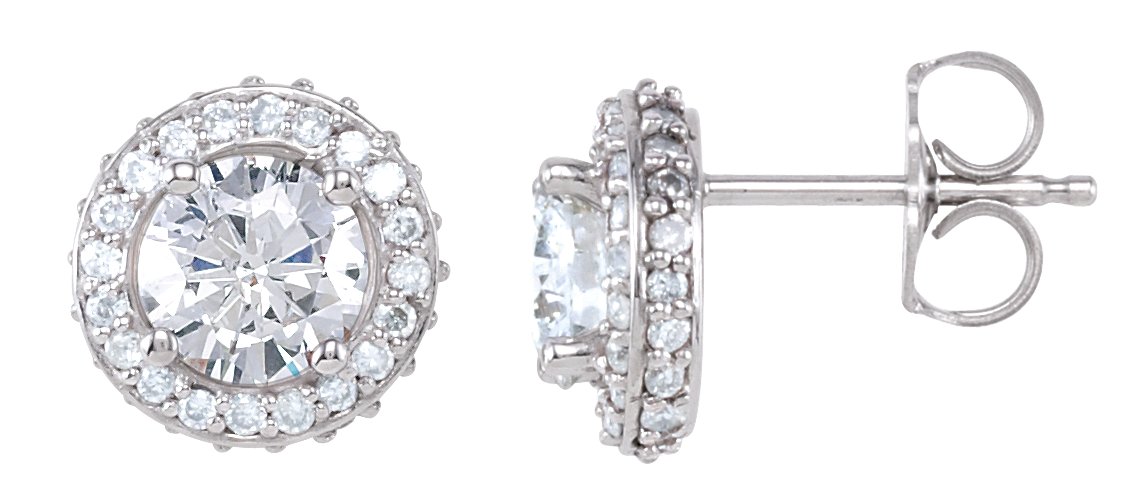 14K White 1 1/3 CTW Diamond Earrings  