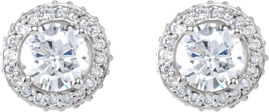 14K White 1 1/3 CTW Diamond Earrings  