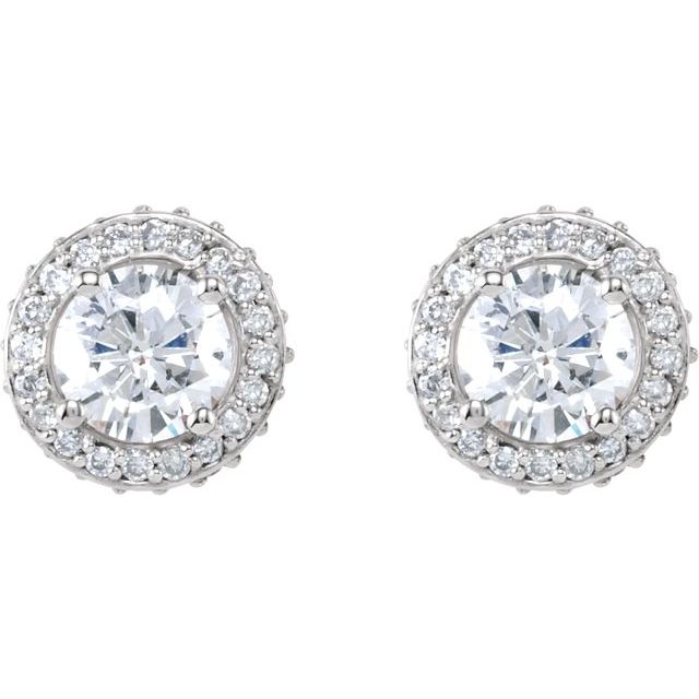 14K White 1 1/3 CTW Natural Diamond Earrings