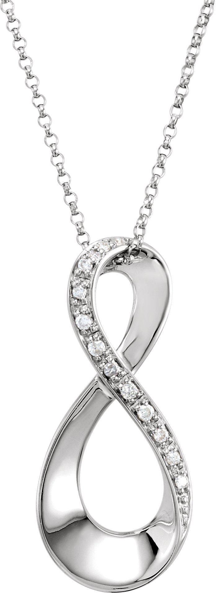 14K White .05 CTW Natural Diamond Infinity-Inspired 18" Necklace