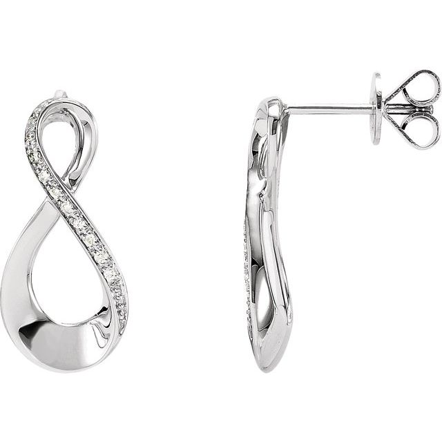 14K White .08 CTW Natural Diamond Infinity-Inspired Earrings