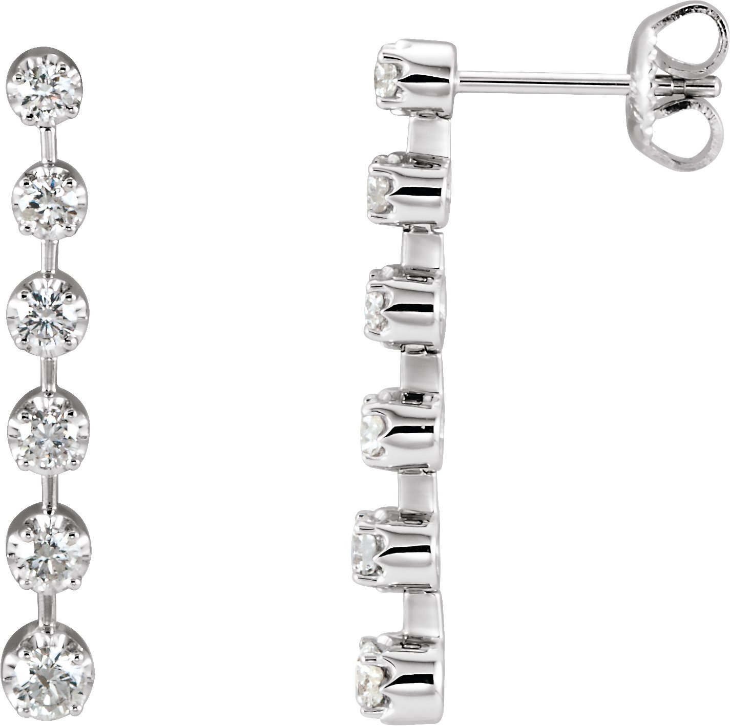 14K White 1 CTW Diamond Linear Earrings