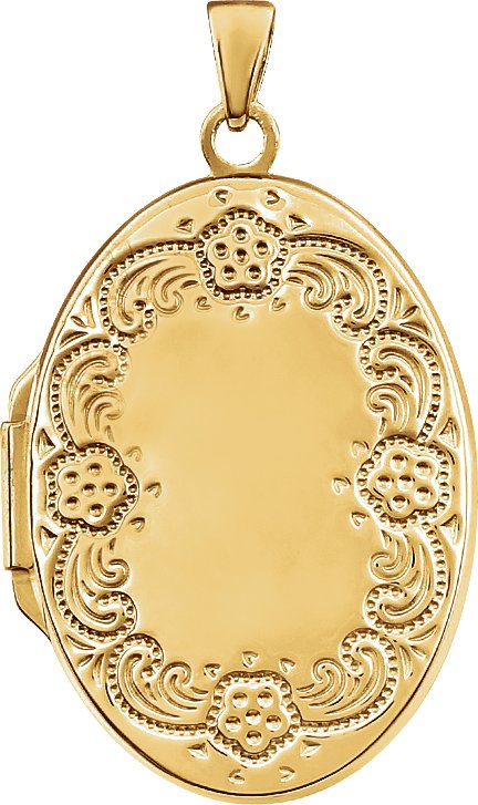 14K Yellow Gold-Plated Sterling Silver Engravable Oval Locket 
