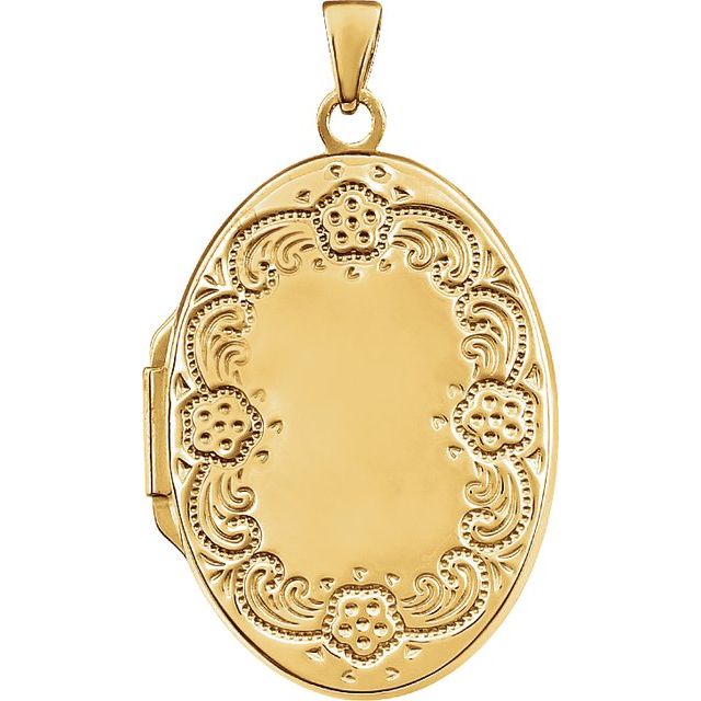 14K Yellow Gold-Plated Sterling Silver Oval Locket 
