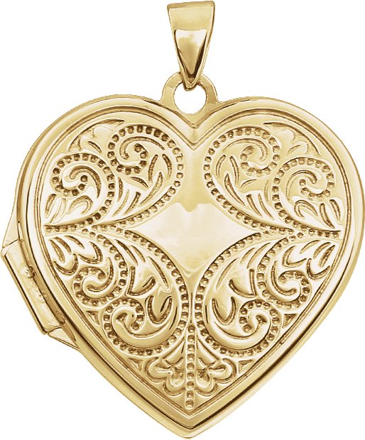 14K Yellow Engravable Heart Locket