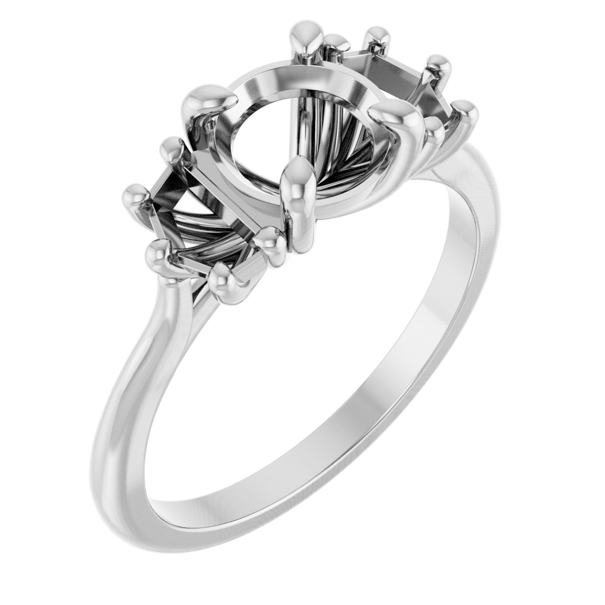 Claw-Prong Three-Stone Engagement Ring or Band