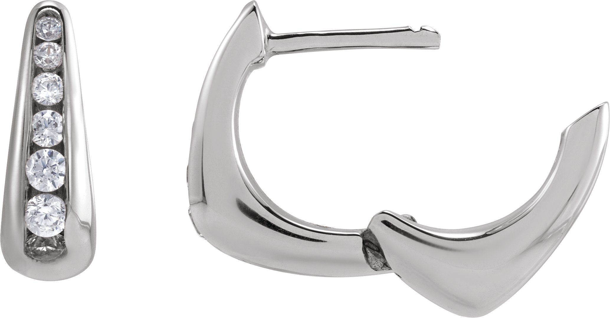 1/4 CTW Lab-Grown Diamond Huggie 11.5 mm Hoop Earrings view 3