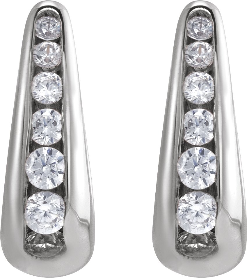 1/4 CTW Lab-Grown Diamond Huggie 11.5 mm Hoop Earrings view 2