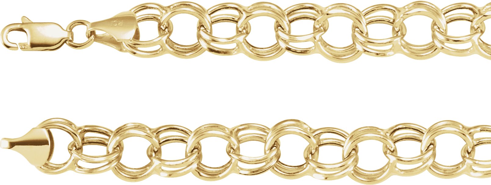14K Yellow 5.7 mm Hollow Double Cable 7.25
