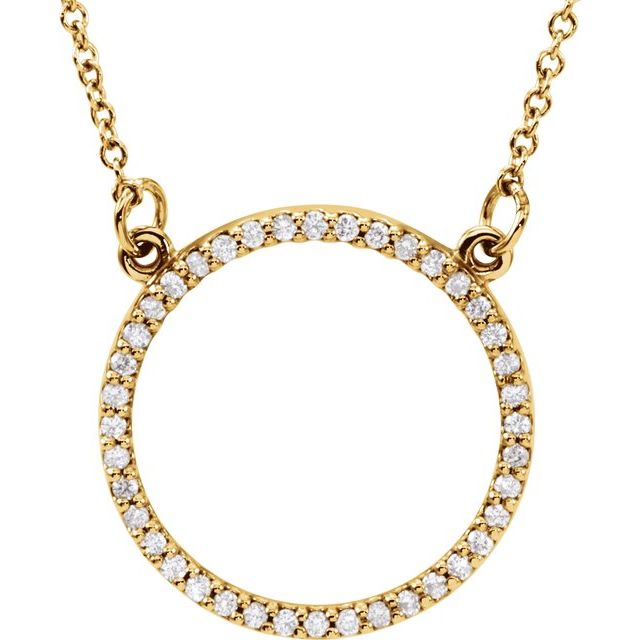 14K Yellow 1/6 CTW Natural Diamond Circle 16" Necklace
