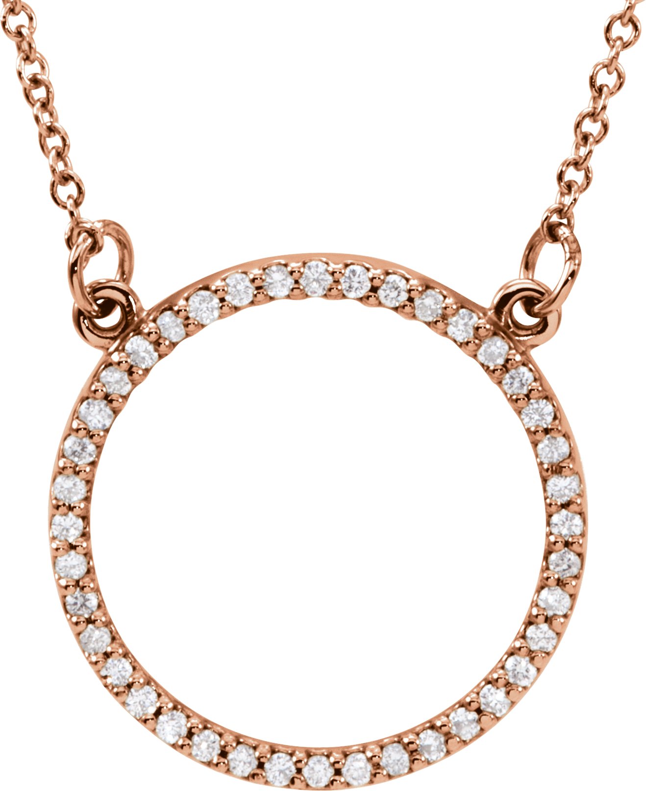 14K Rose 1/6 CTW Natural Diamond Circle 16" Necklace