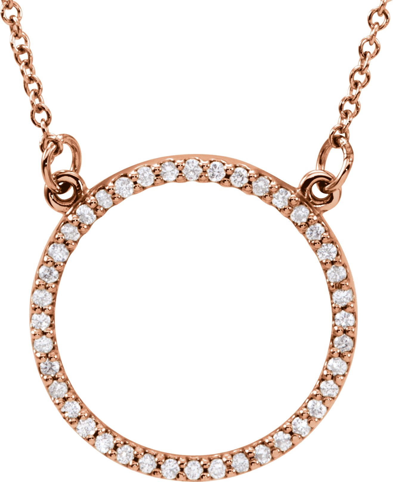 14K Rose Gold 1/6 CTW Diamond Circle & BarY 16-18 Necklace Circle