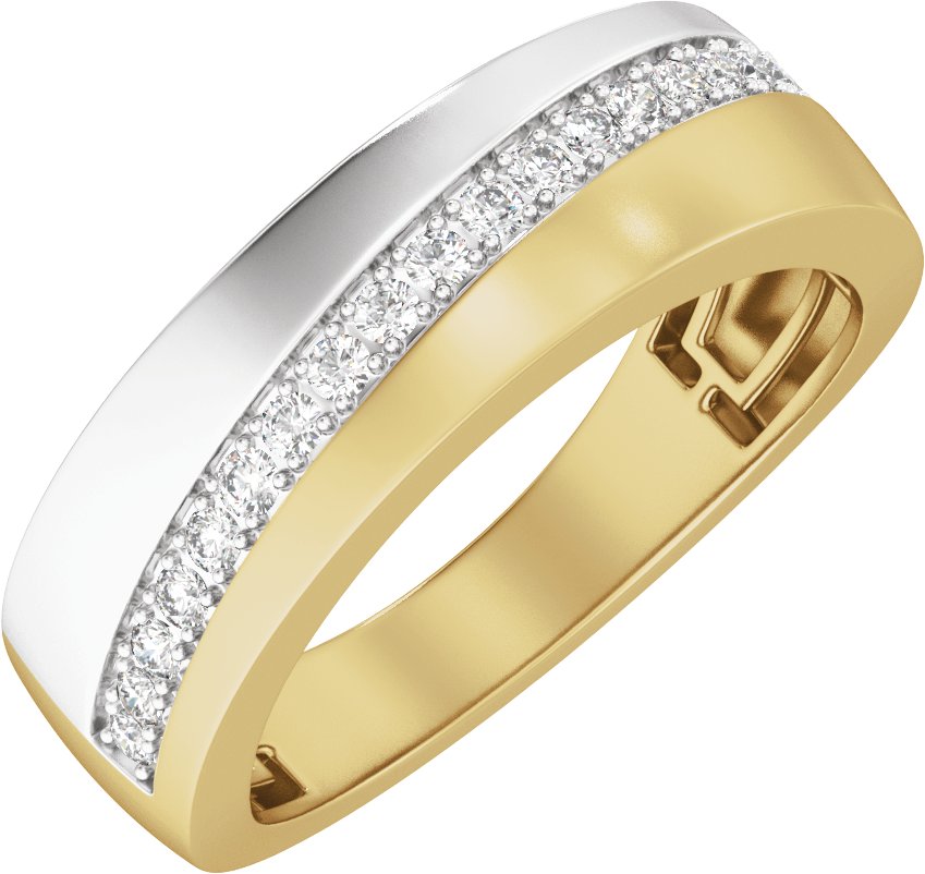 1/3 CTW Natural Diamond Flat Accented Tapered Band – 14K White/Yellow Gold