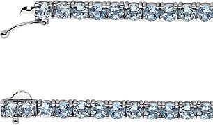 14K White Natural Sky Blue Topaz 7 1/4 Line Bracelet