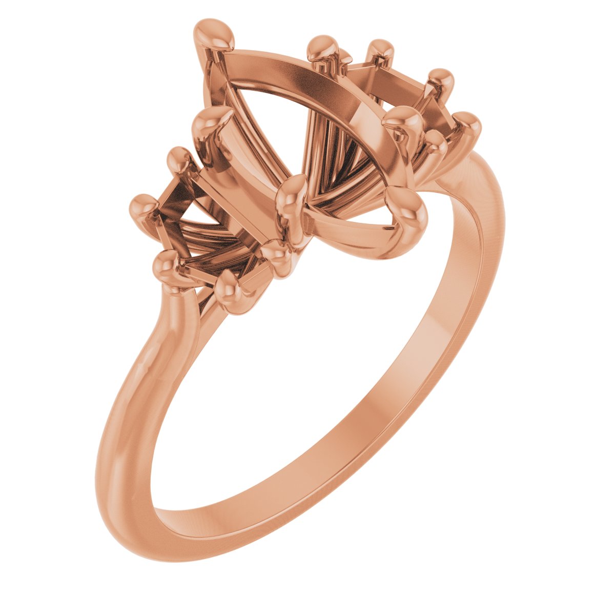Claw-Prong Three-Stone Engagement Ring or Band