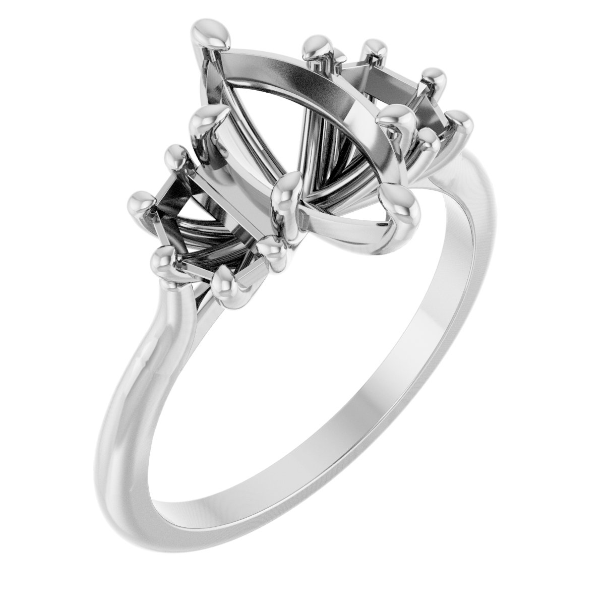 Claw-Prong Three-Stone Engagement Ring or Band