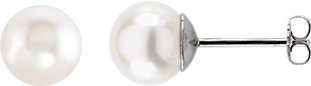 14K White 8.0 8.5 mm Freshwater Cultured Pearl Stud Earrings Ref. 9443957