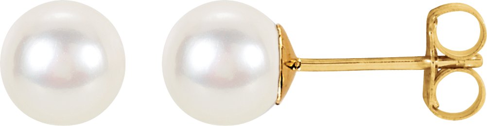 14K Yellow 8.0 8.5 mm Freshwater Cultured Pearl Stud Earrings Ref. 9443959