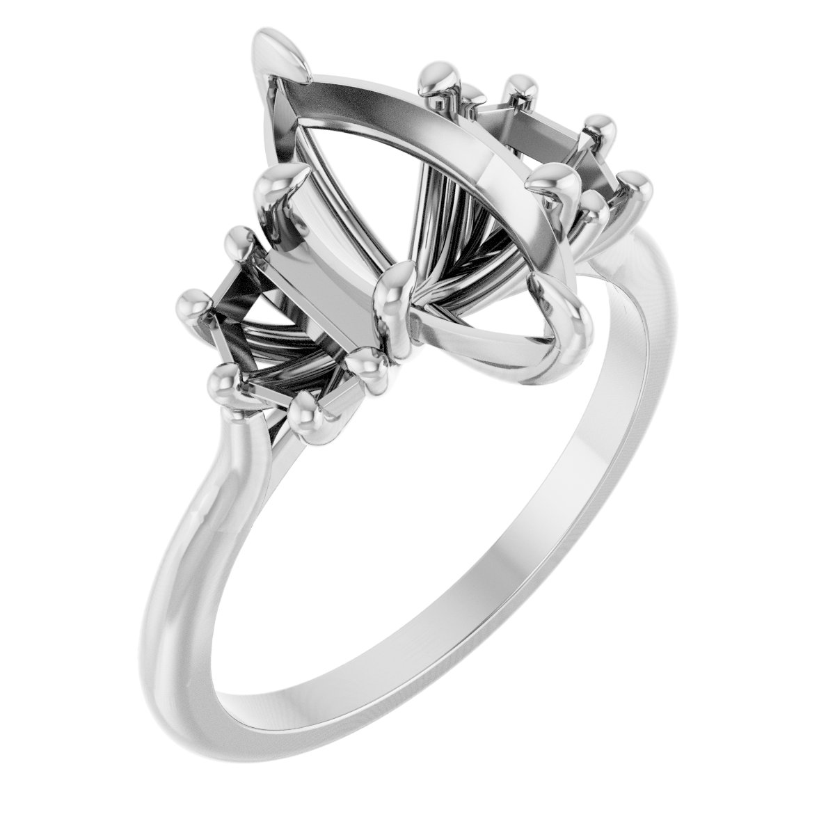 Claw-Prong Three-Stone Engagement Ring or Band