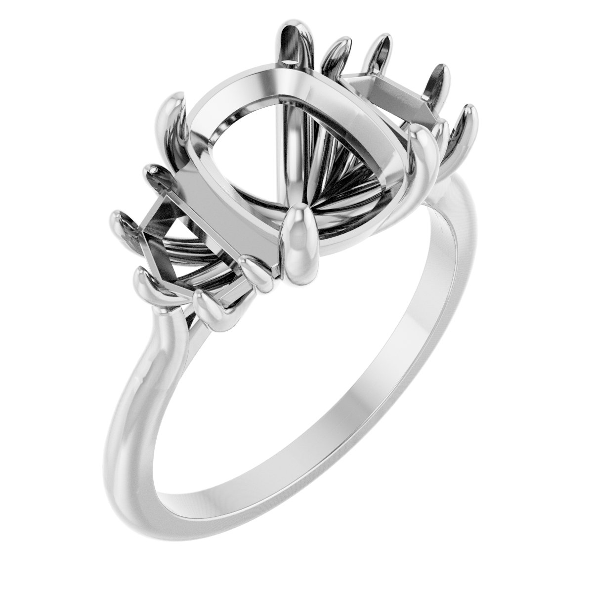 Claw-Prong Three-Stone Engagement Ring or Band