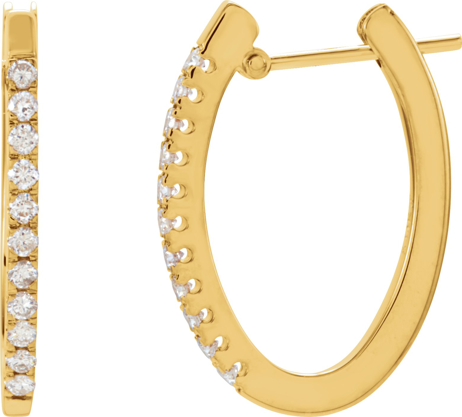 14K Yellow 20 mm 1/3 CTW Natural Diamond Hoop Earrings