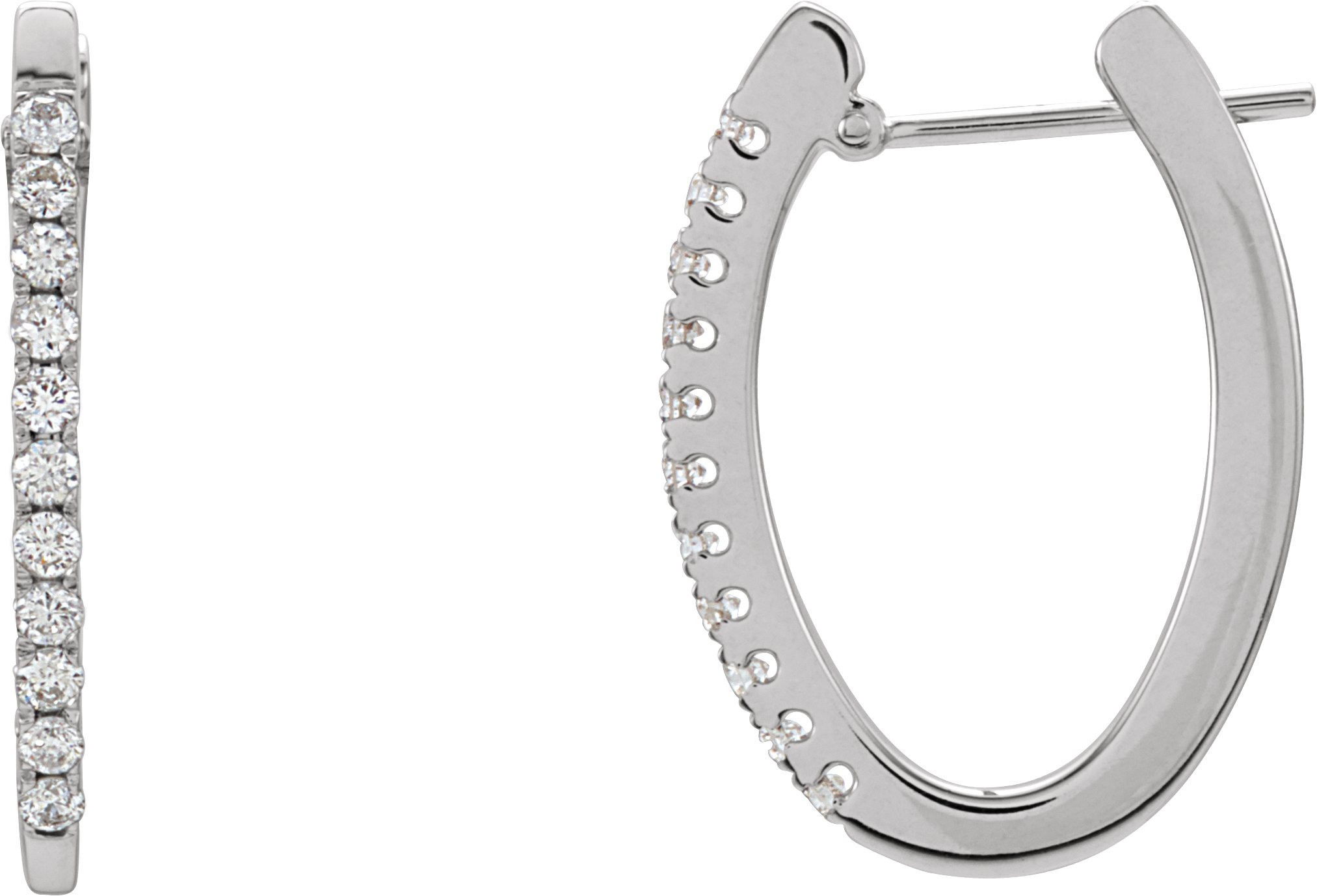 14K White 20 mm 1/3 CTW Natural Diamond Hoop Earrings
