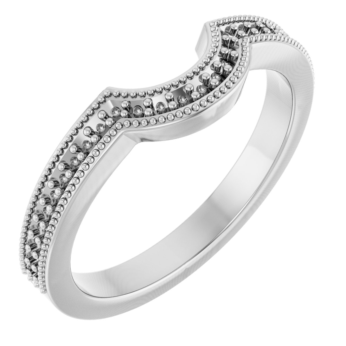Milgrain Edge Accented Contour Band