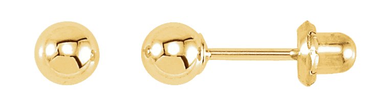 14K Yellow Ball Stud Piercing Earrings