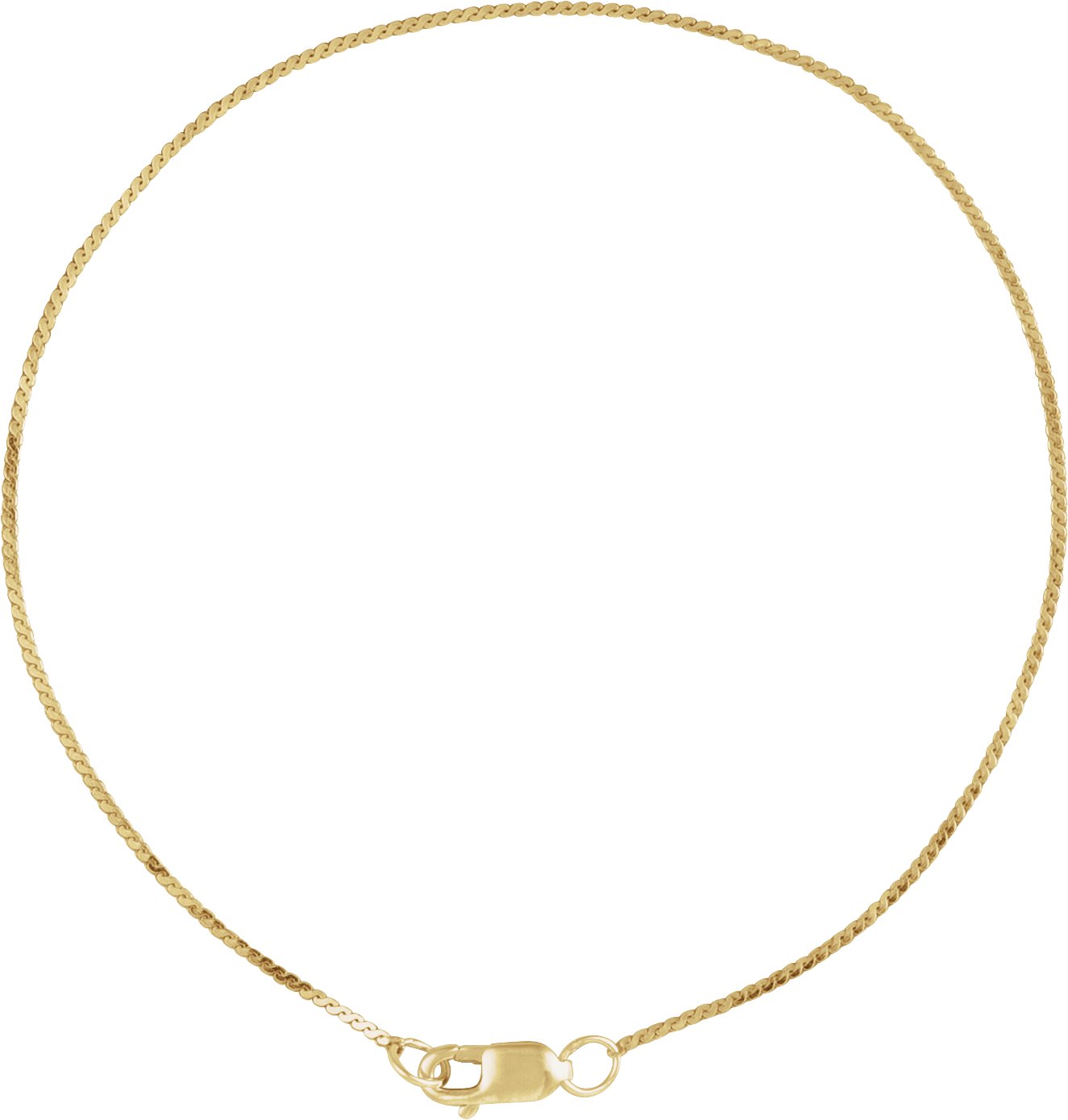 14K Yellow Gold .9 mm Serpentine 7 Chain