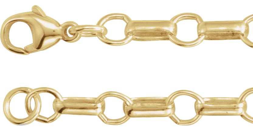 14K Yellow Gold 5.3 mm Paperclip-Style 7 Chain