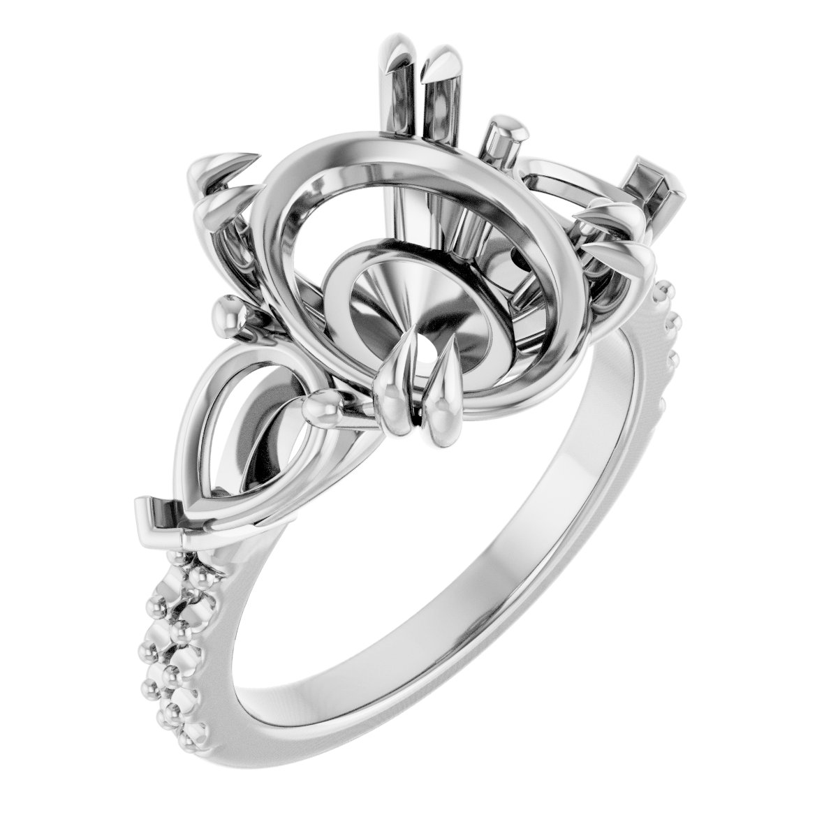 Double Claw-Prong Three-Stone Engagement Ring