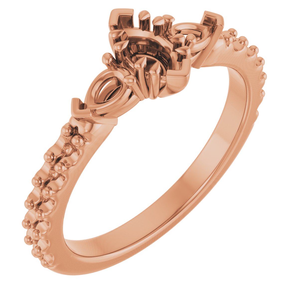 Double Claw-Prong Three-Stone Engagement Ring