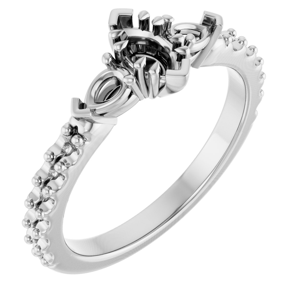 Double Claw-Prong Three-Stone Engagement Ring