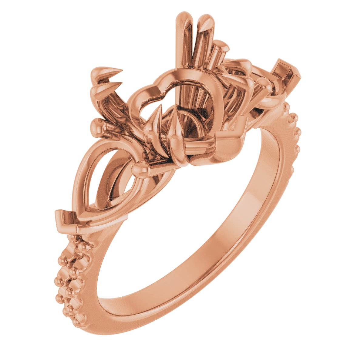 Double Claw-Prong Three-Stone Engagement Ring