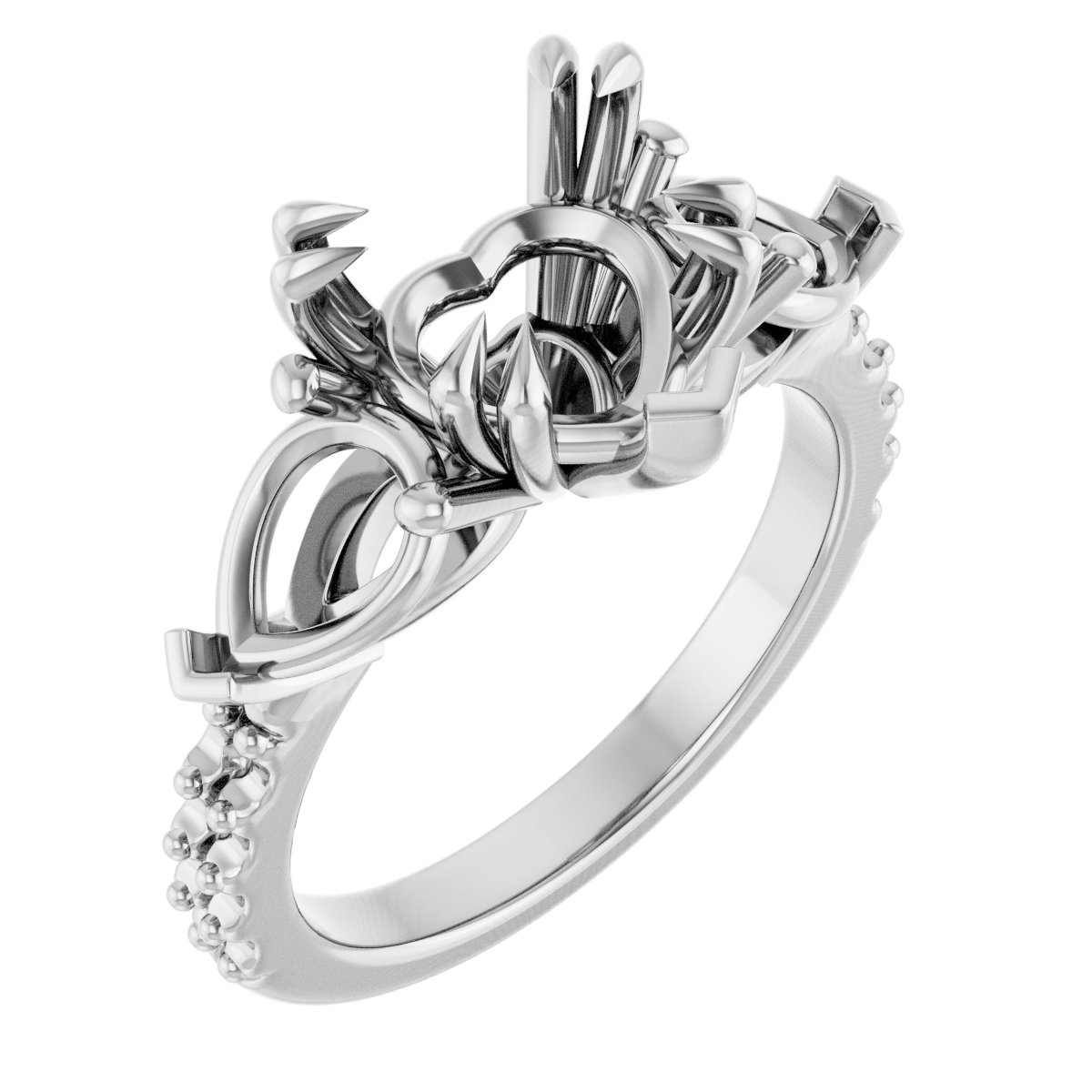 Double Claw-Prong Three-Stone Engagement Ring