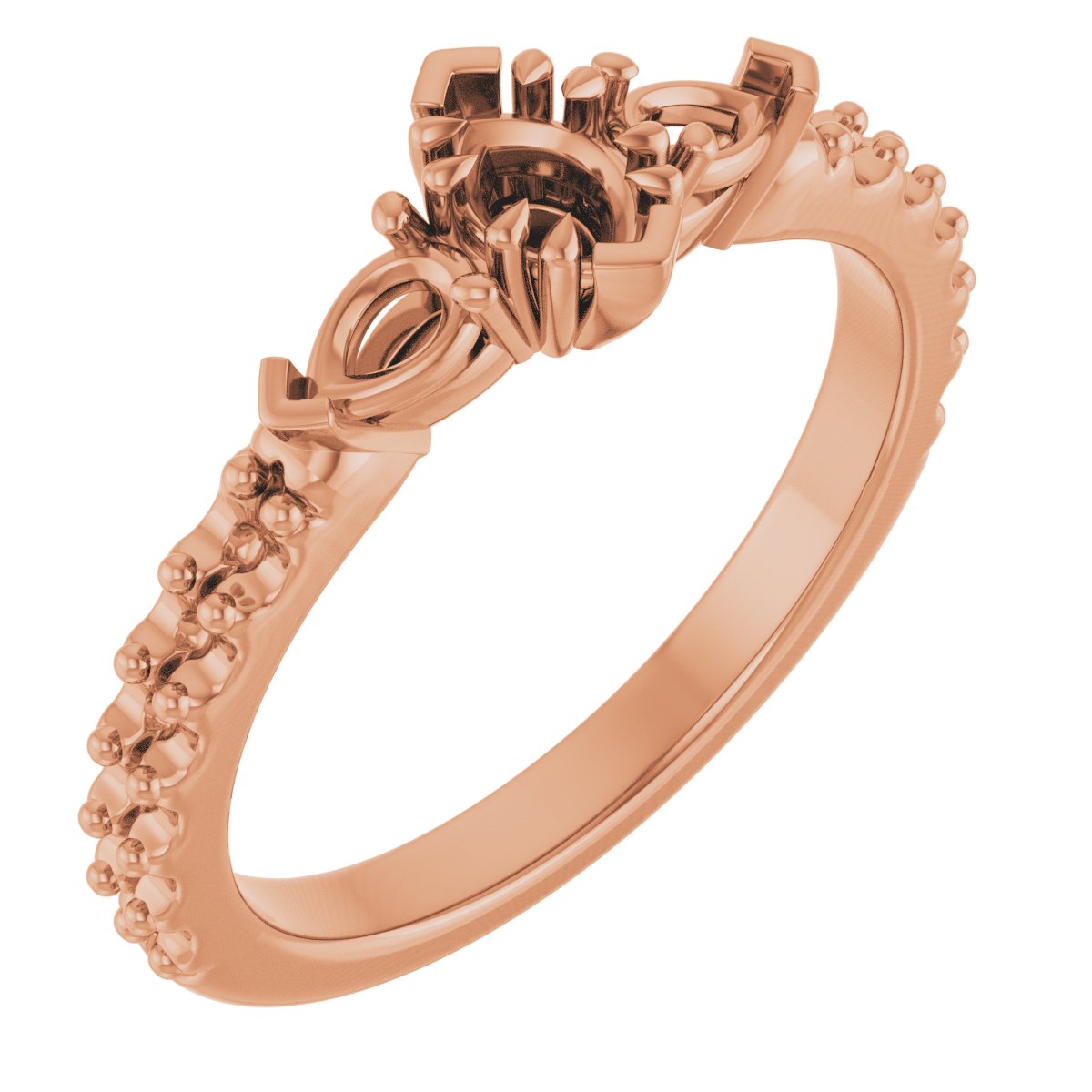 Double Claw-Prong Three-Stone Engagement Ring