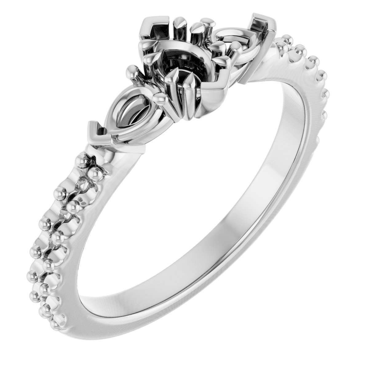 Double Claw-Prong Three-Stone Engagement Ring