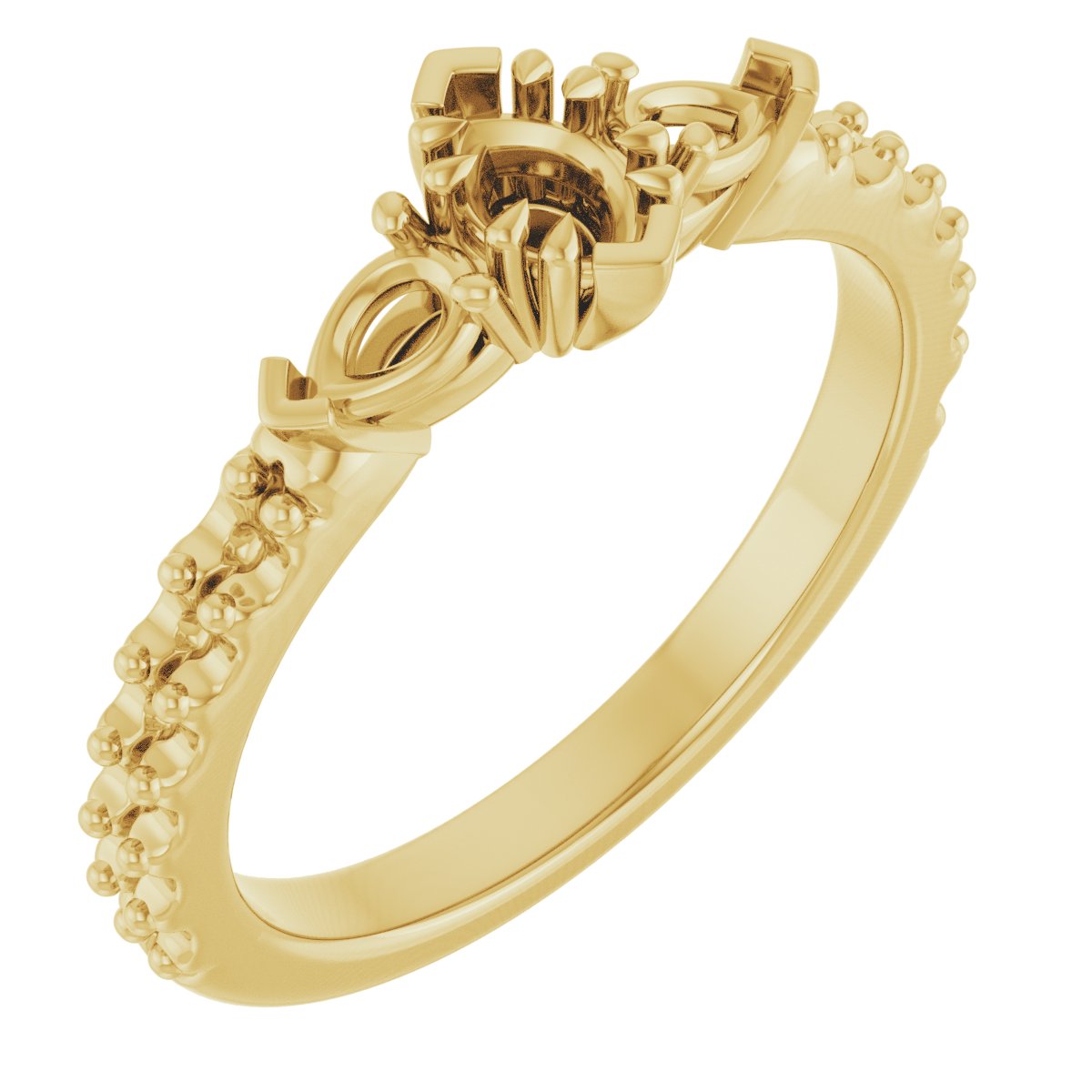 Double Claw-Prong Three-Stone Engagement Ring