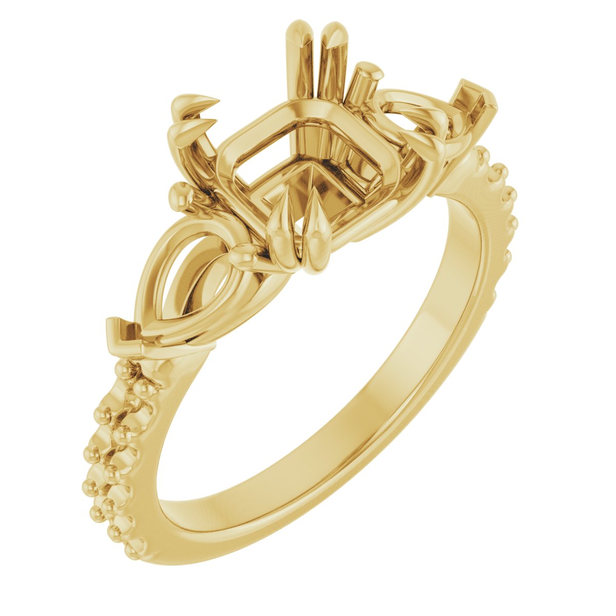 Double Claw-Prong Three-Stone Engagement Ring