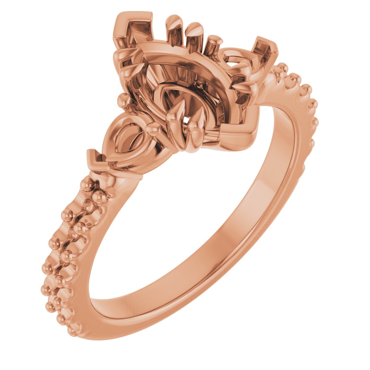 Double Claw-Prong Three-Stone Engagement Ring