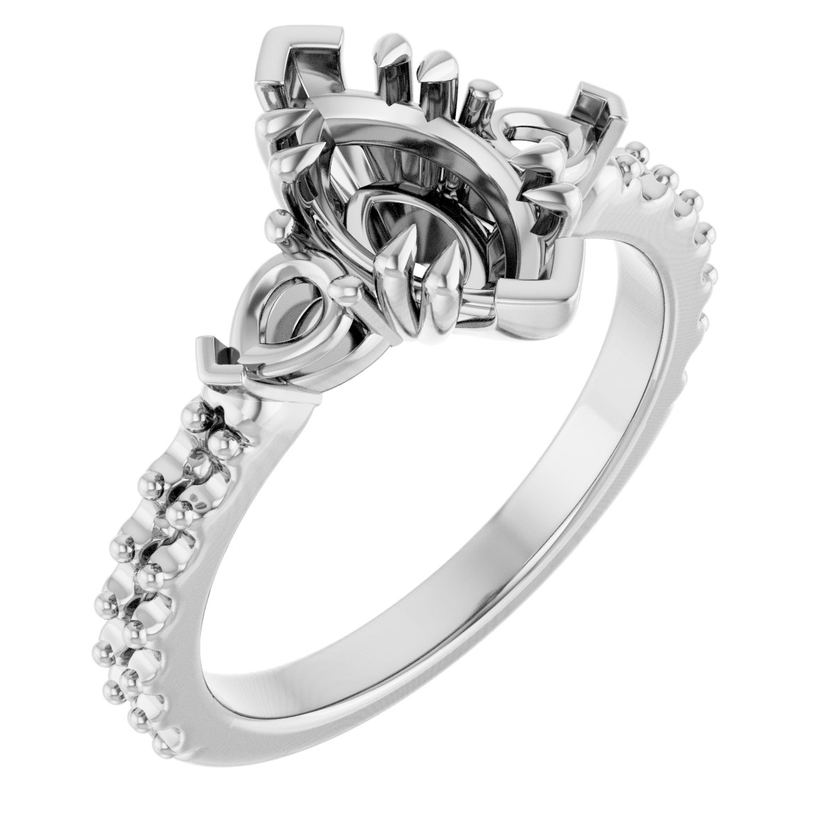 Double Claw-Prong Three-Stone Engagement Ring