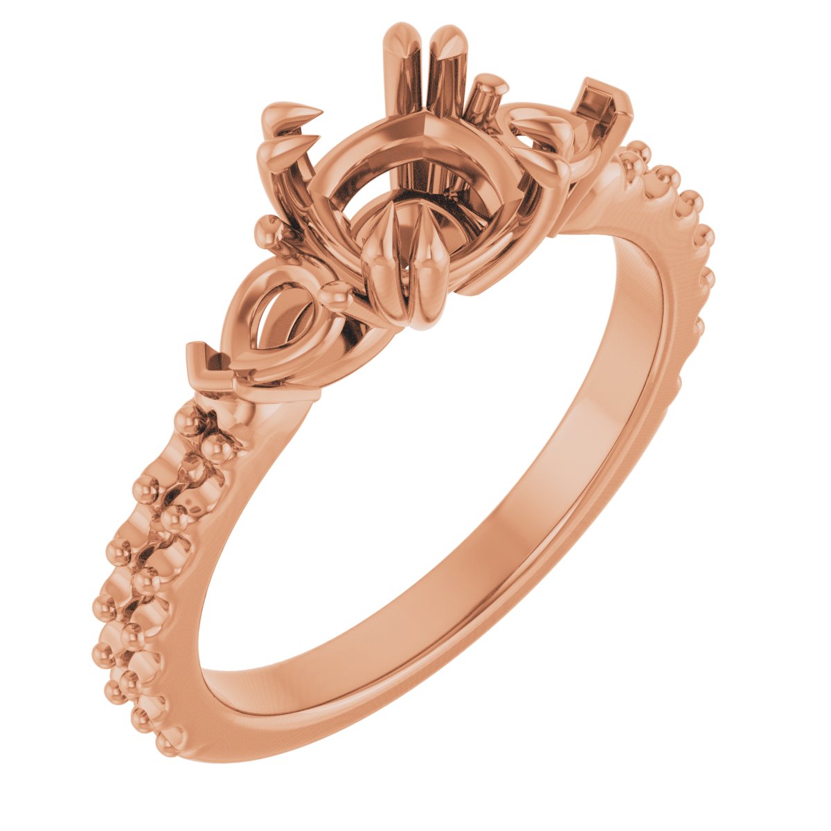 Double Claw-Prong Three-Stone Engagement Ring