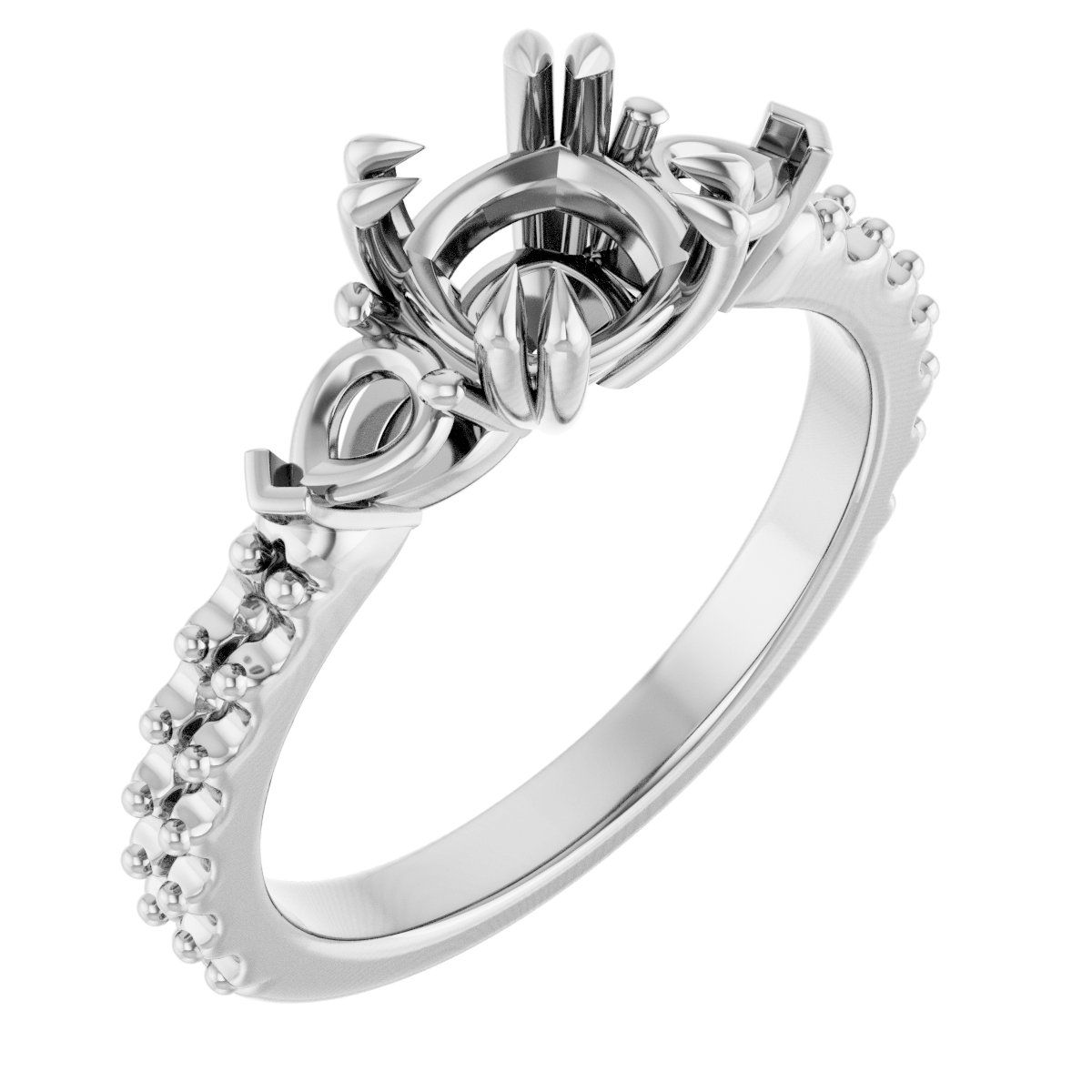 Double Claw-Prong Three-Stone Engagement Ring