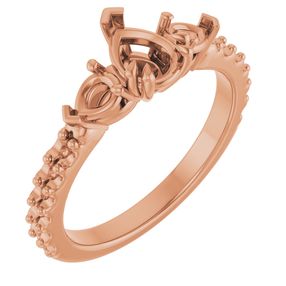 Double Claw-Prong Three-Stone Engagement Ring