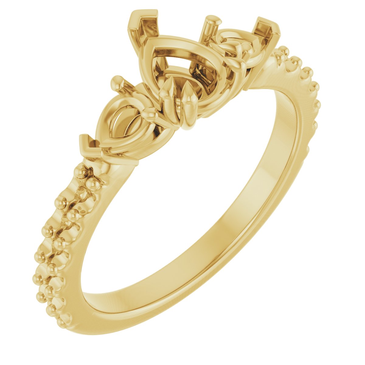 Double Claw-Prong Three-Stone Engagement Ring