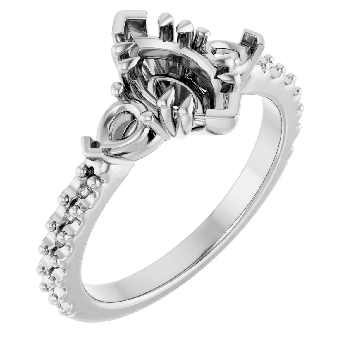 Double Claw-Prong Three-Stone Engagement Ring