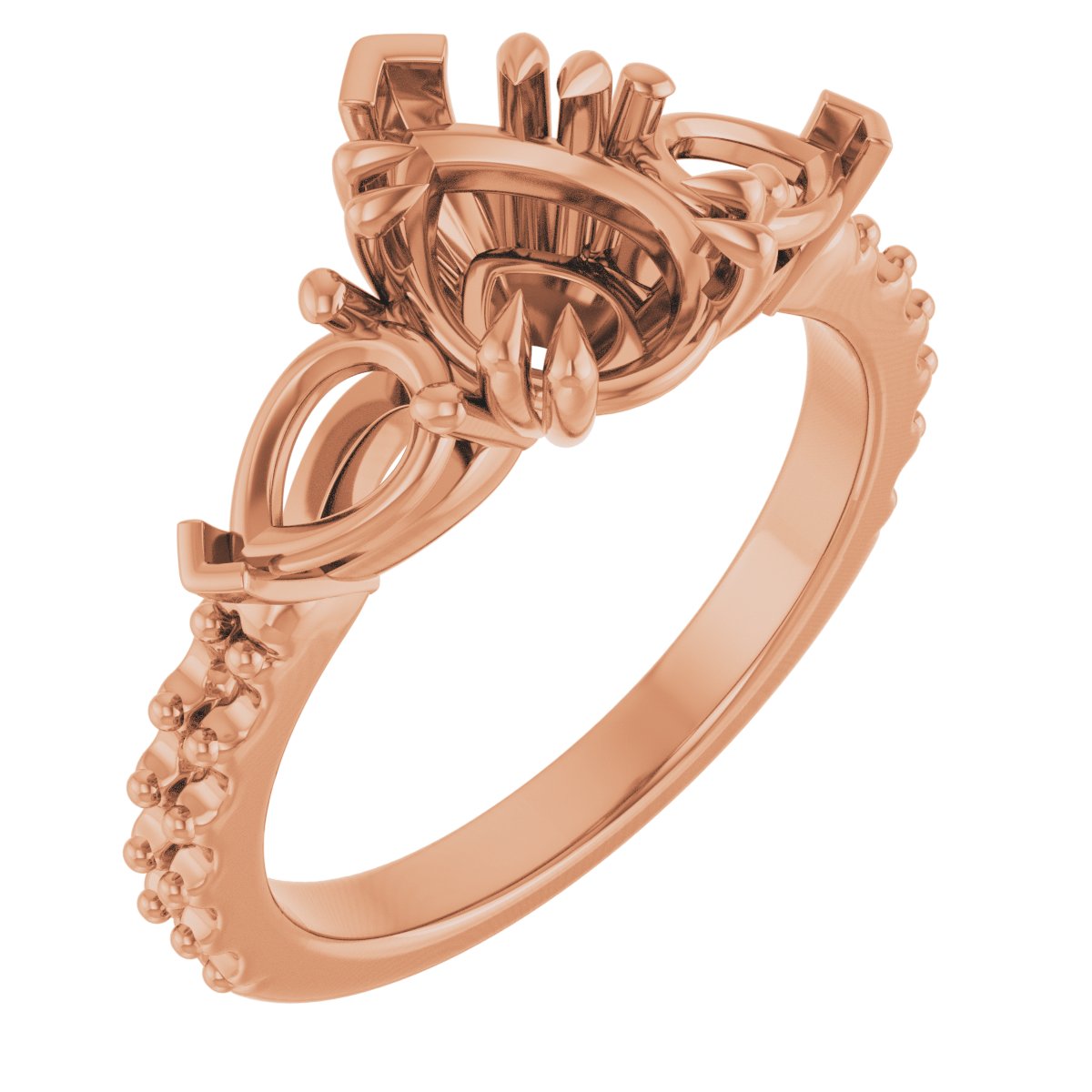 Double Claw-Prong Three-Stone Engagement Ring